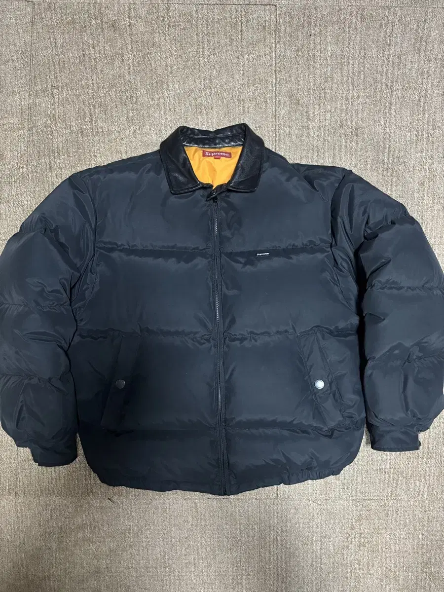 [M]Supreme Leather Kara Puffer Jacket Black