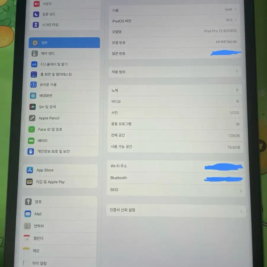 아이패드 프로 12.9 (5세대) 128gb wi-fi