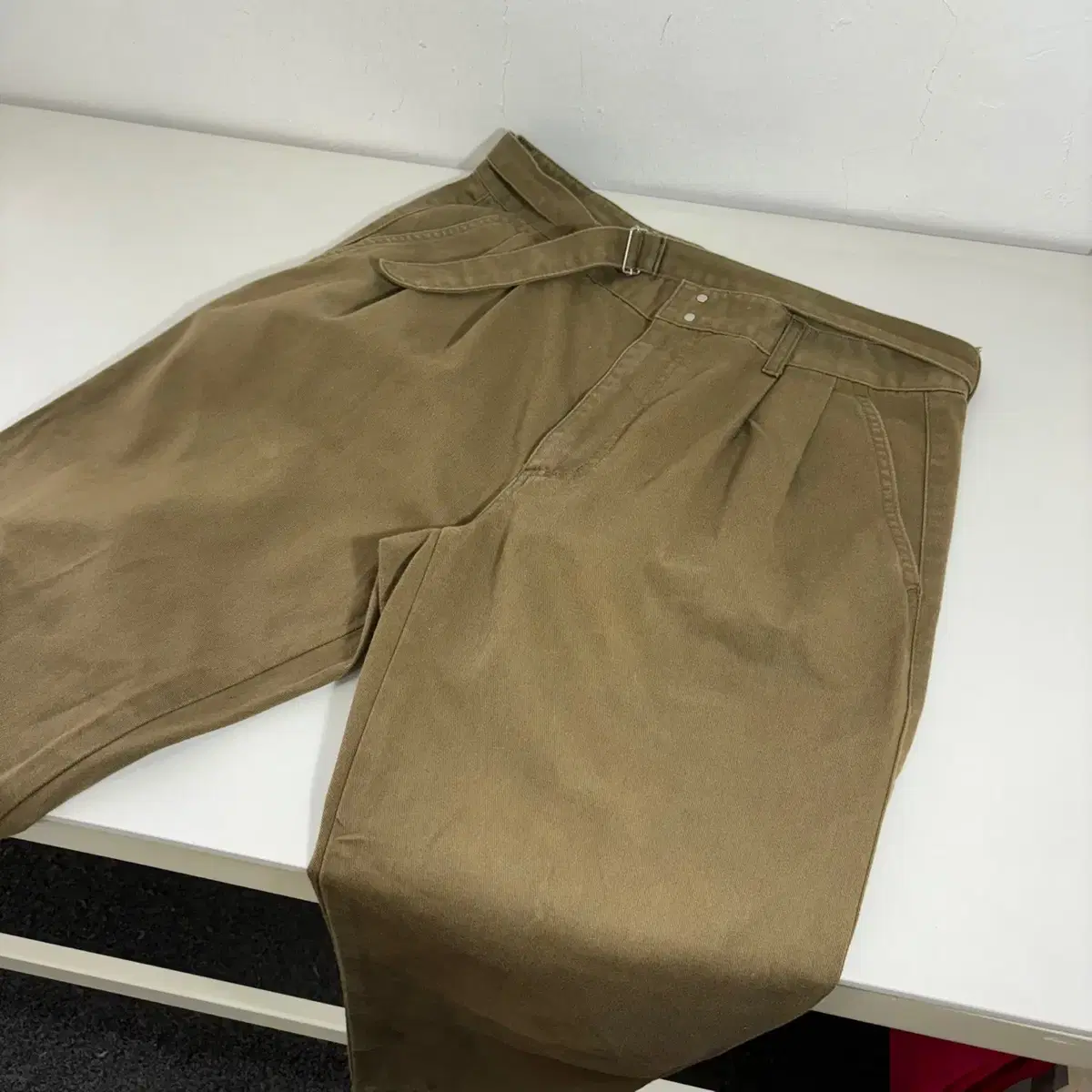 L 32 Uniform Bridge Khaki Regular Fit Cotton Waistband Trousers