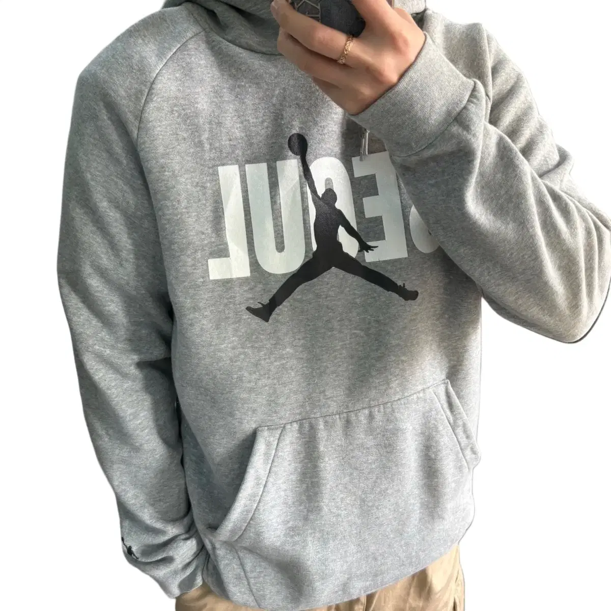 L Nike X Jordan Gray Nagrand Cotton Hoodie