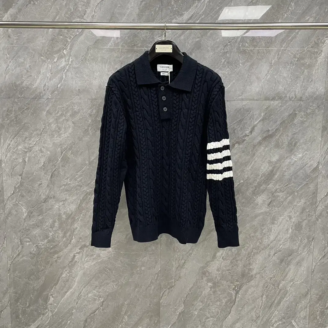 Thom Browne Men's Striped Navy Knit Sweater