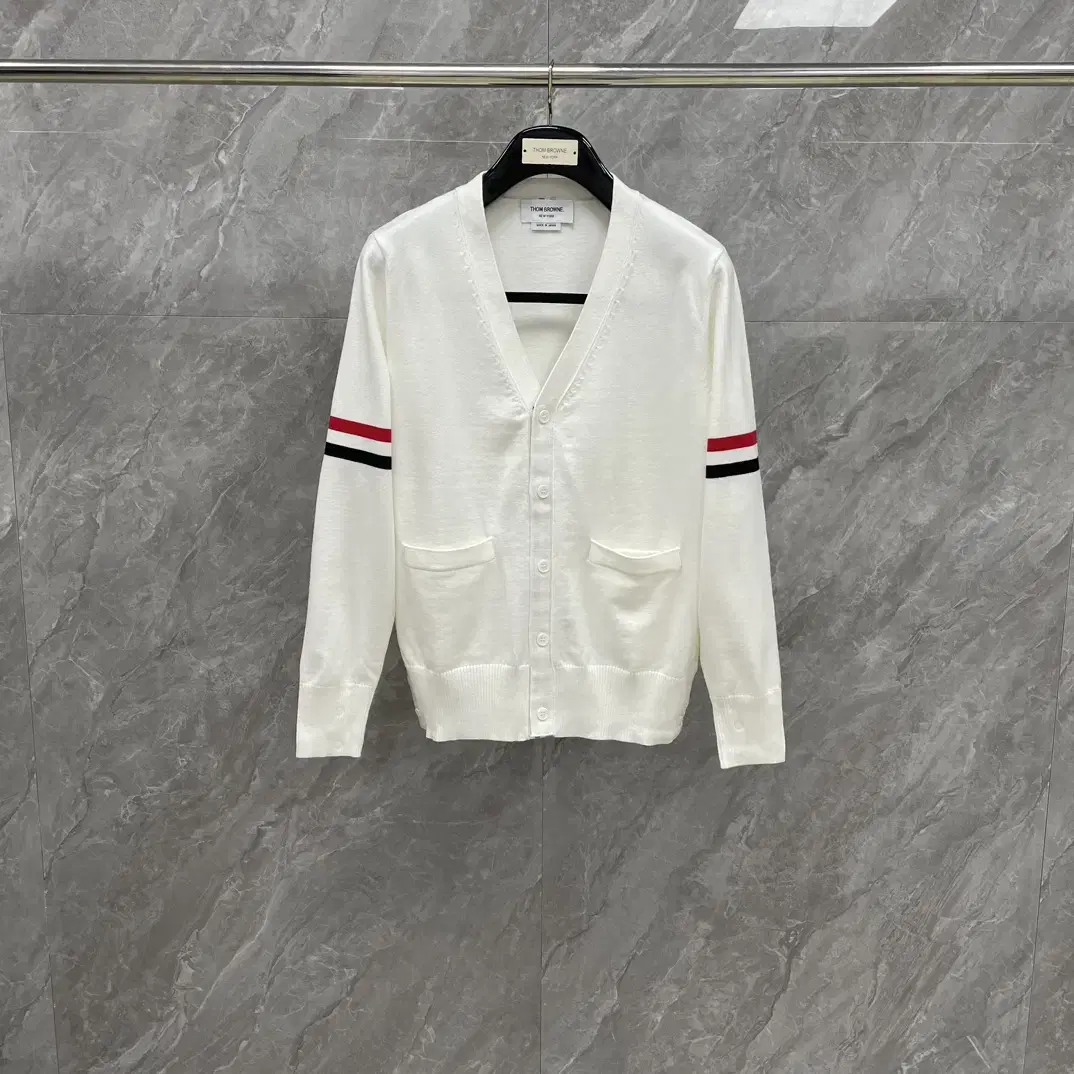 Thom Browne Men's White Knit Cardigan Sweater