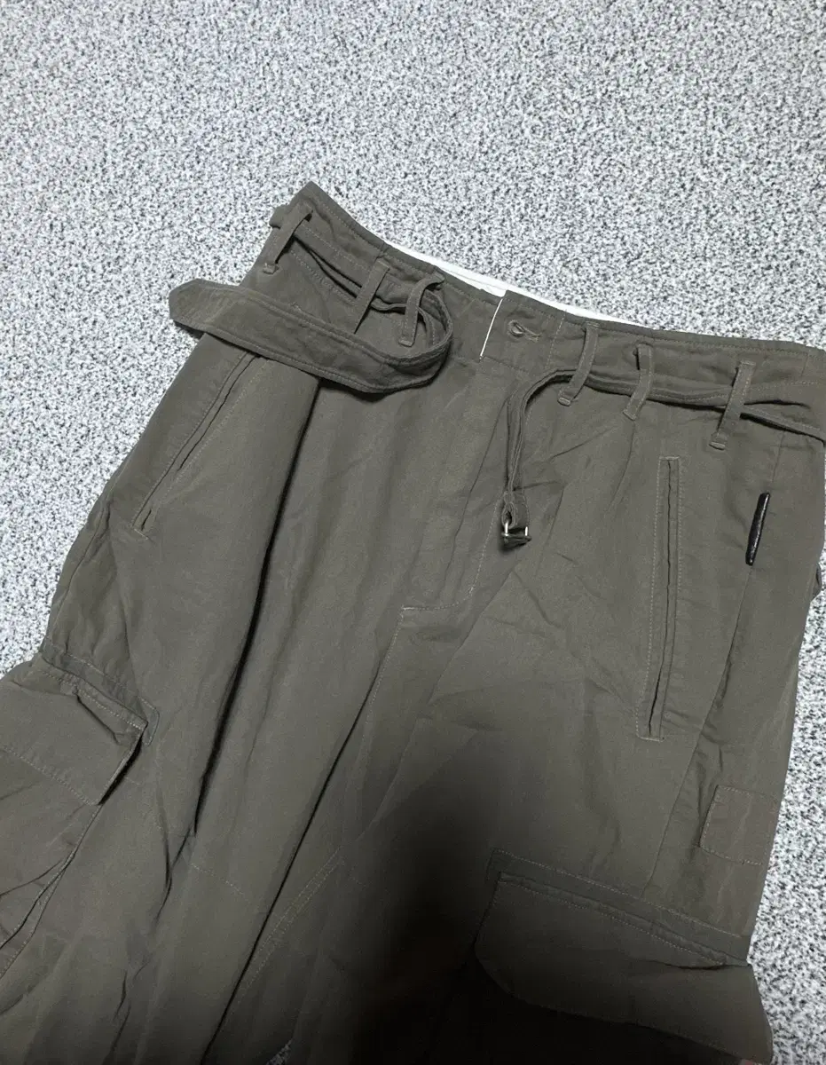 [2]Polyester Belted Cargo Pants 1.2V Olive Gray