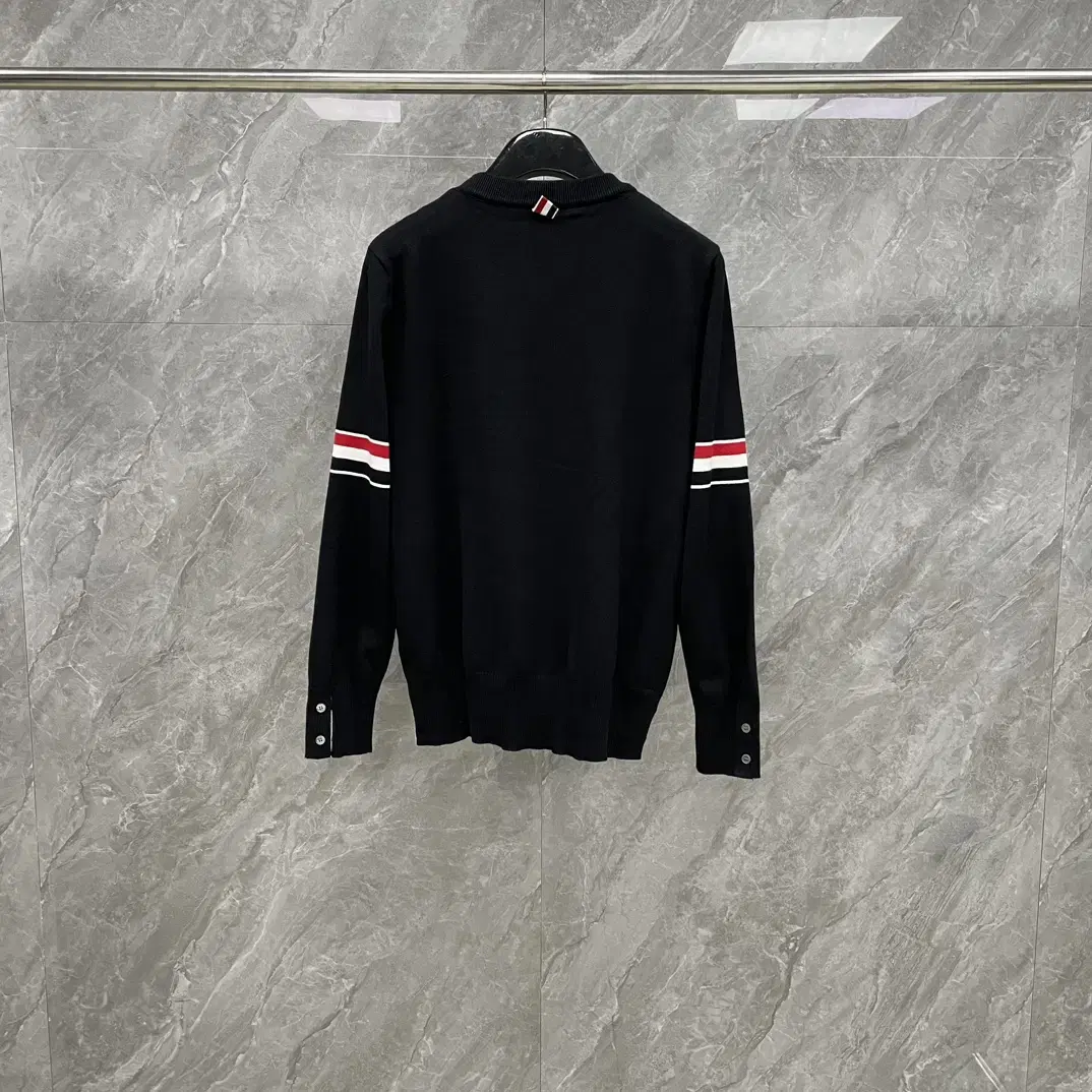 Thom Browne Men's Striped Black Wool Knit Sweater