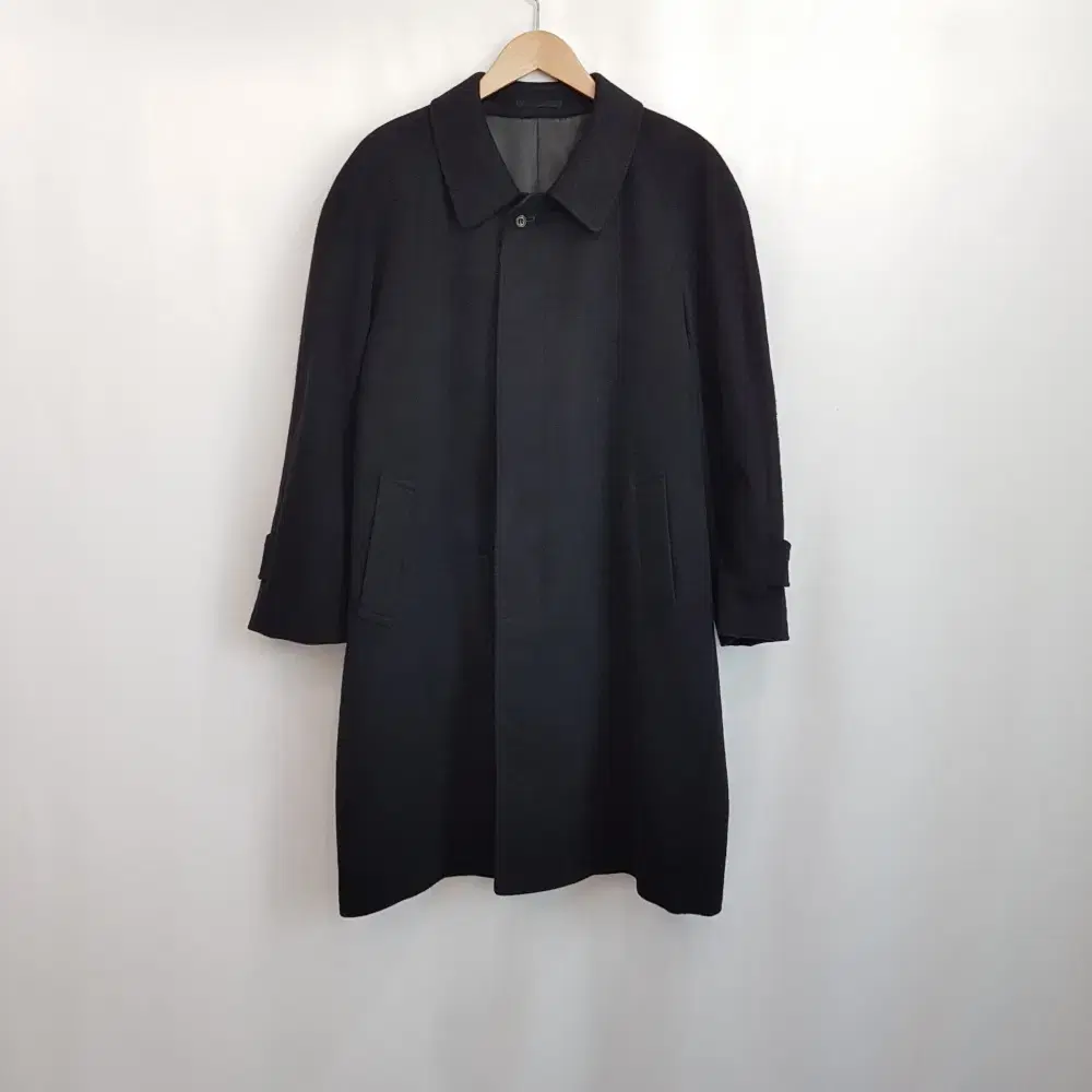 JPN Vintage Black Overcoat Cashmere Woolen Long Coat Men's 170 H60