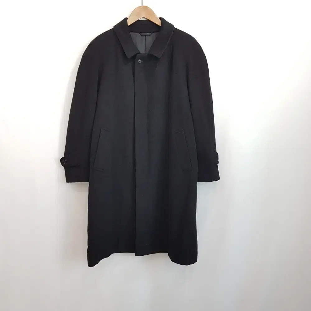 JPN Vintage Black Overcoat Cashmere Woolen Long Coat Men's 170 H61