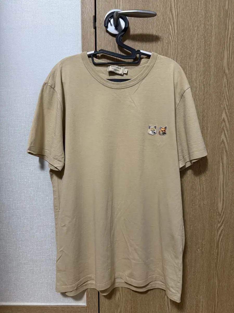 Maison Kitsune Double Fox Head Short Sleeve Beige L