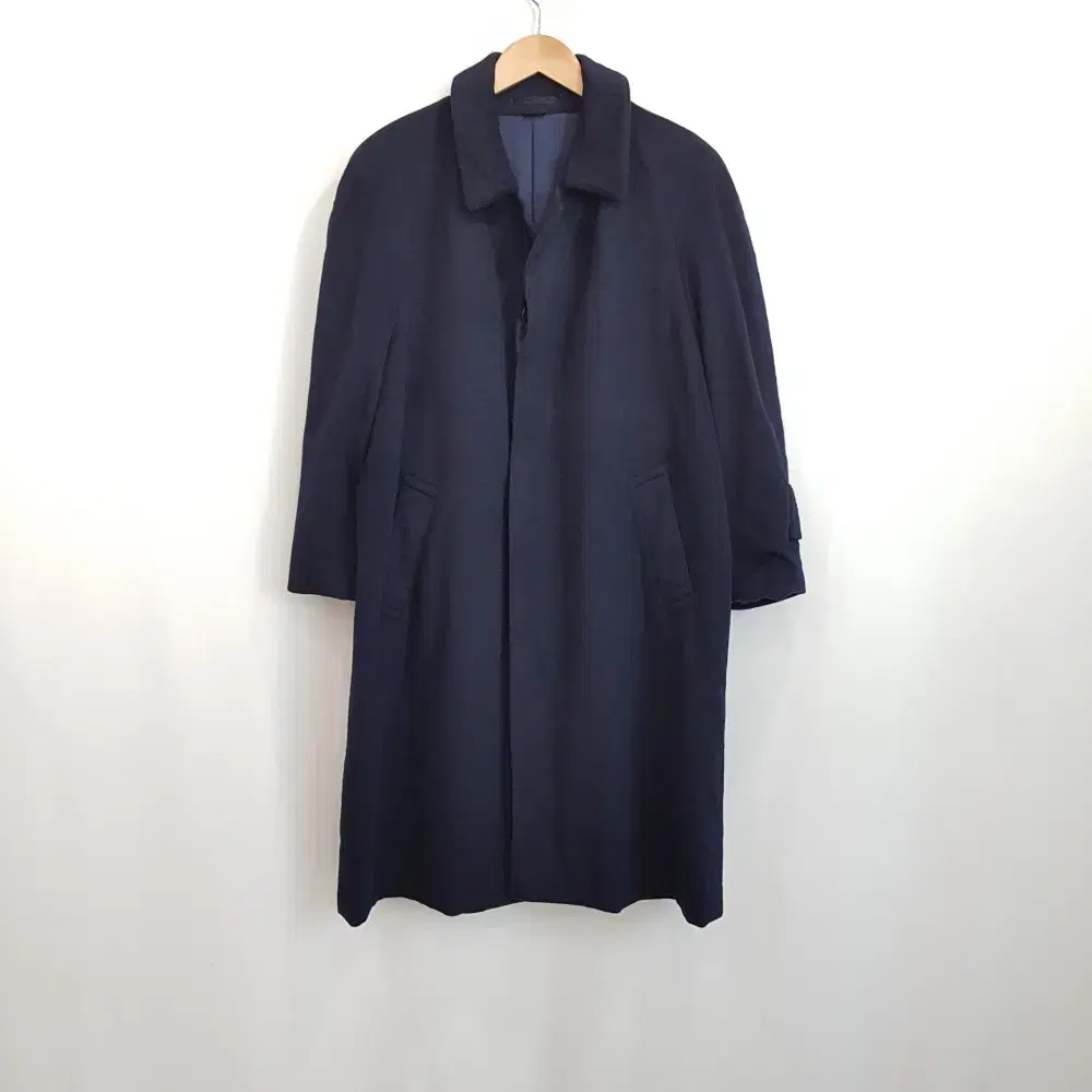 JPN Vintage Navy Overcoat Cashmere Wool Long Coat Men's 170 H62