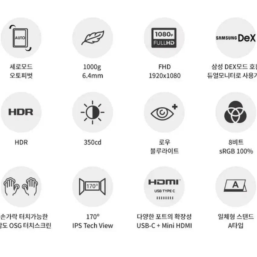 주연테크 캐리뷰 모니터 V158FPGA FHD HDR 휴대용 터치 포터블