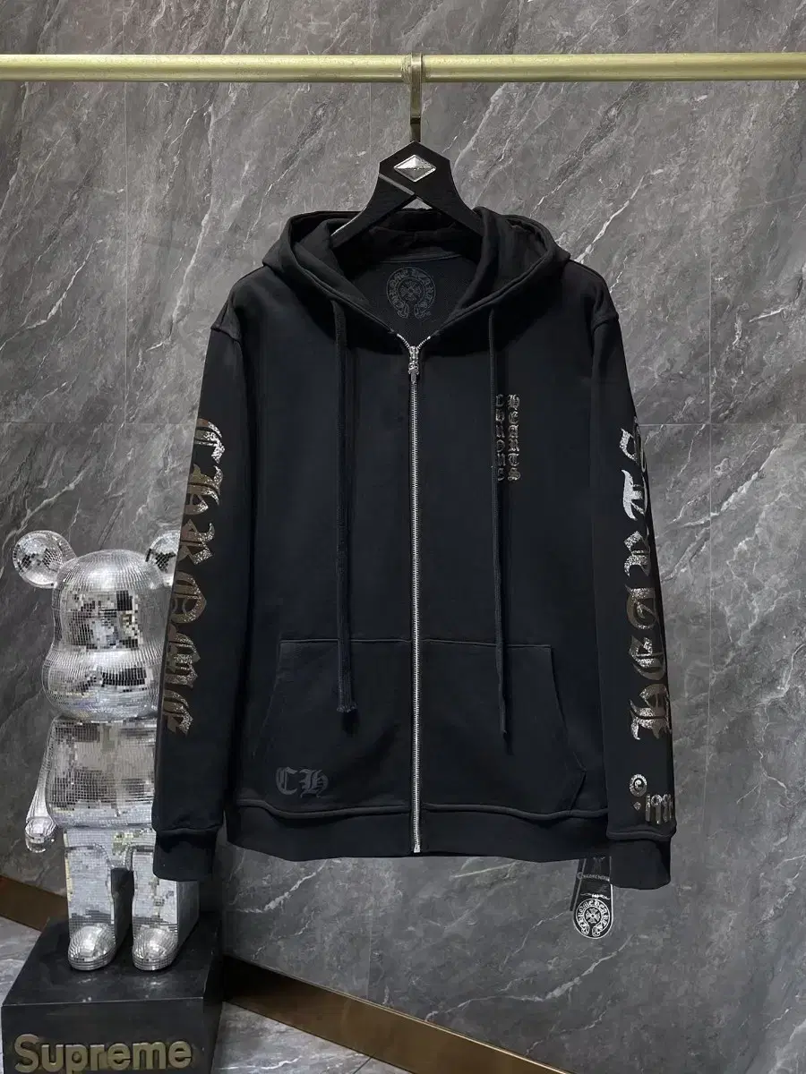 Chrome Hearts Black Hooded Coat