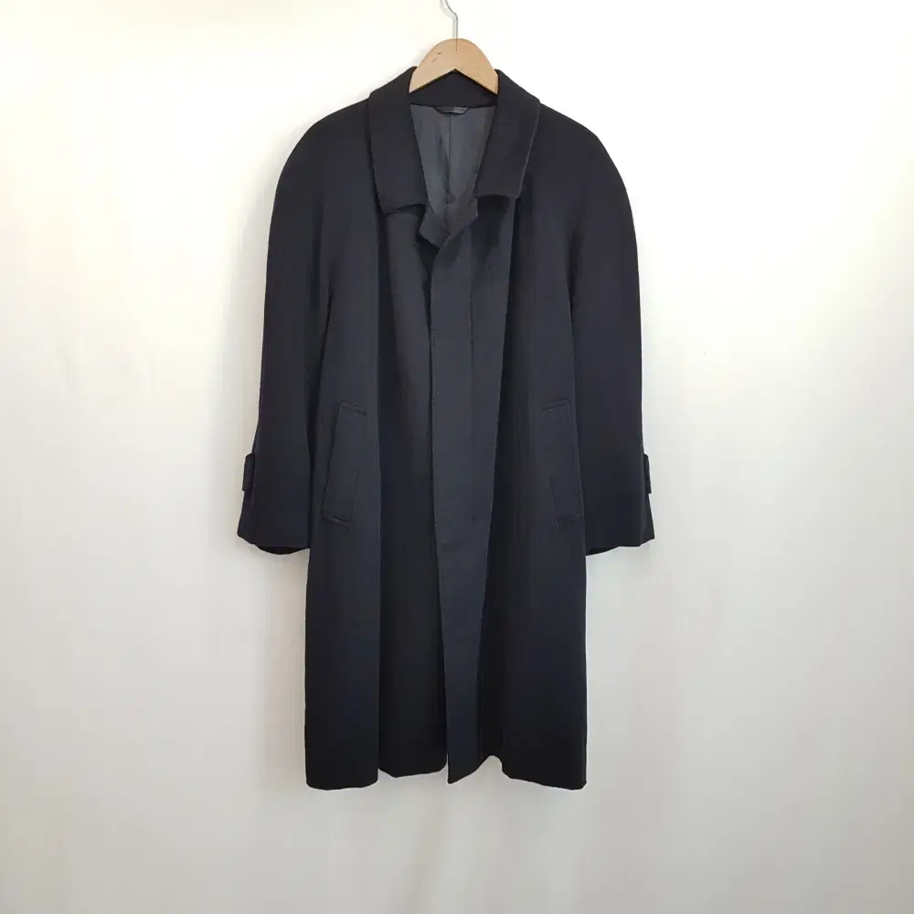 JPN Vintage Dark Navy Overcoat Cashmere Wool Long Coat Men's 170 H64