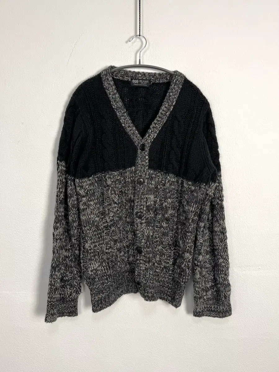 Beams heart cable knit cardigan