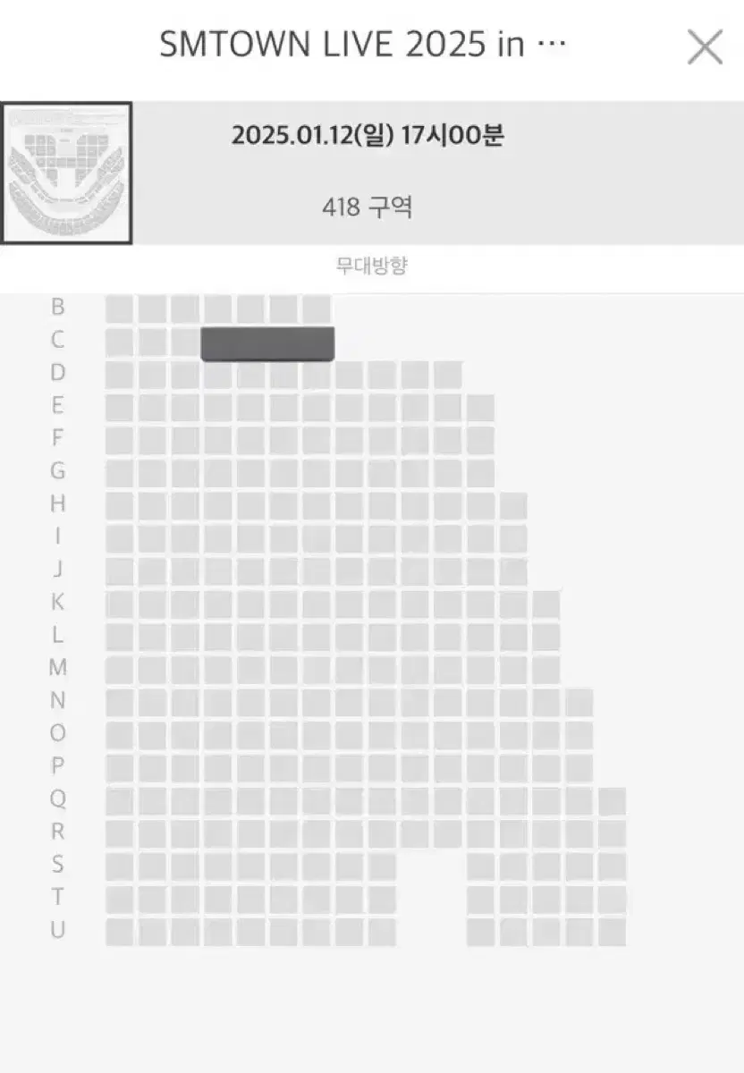 SM TOWN 4층 418구역 2열 양도