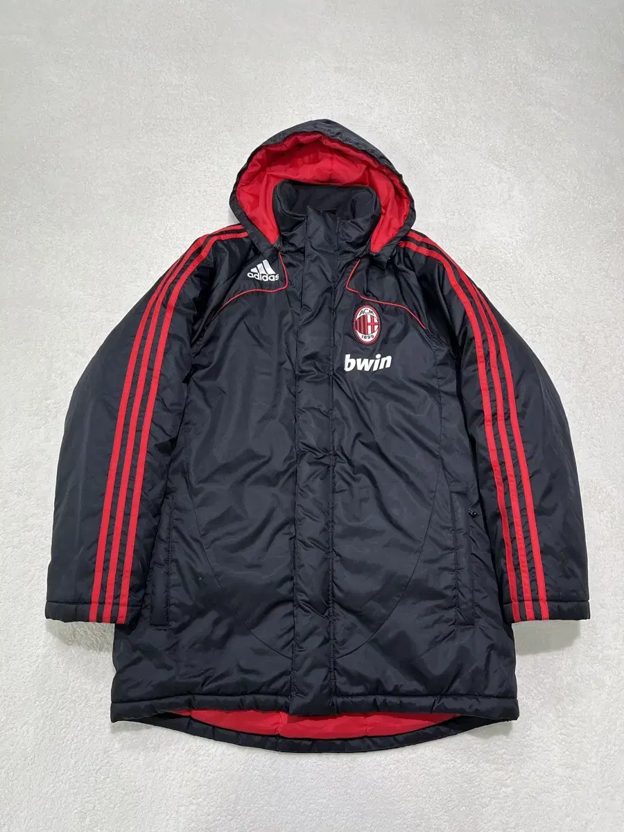 Adidas AC Milan Bench Coat Long Sleeve Padded Soccer Warm Up Jacket 95