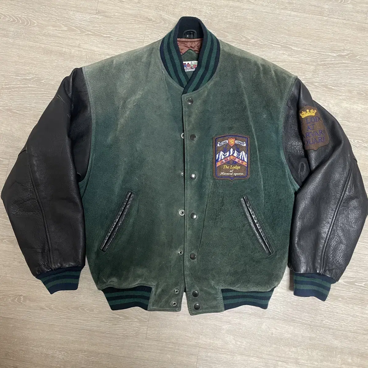 Vintage Green Leather and Leather Varsity