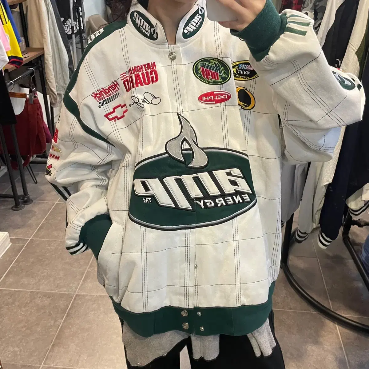 (NO.9) VTG Racing Jacket White & Green