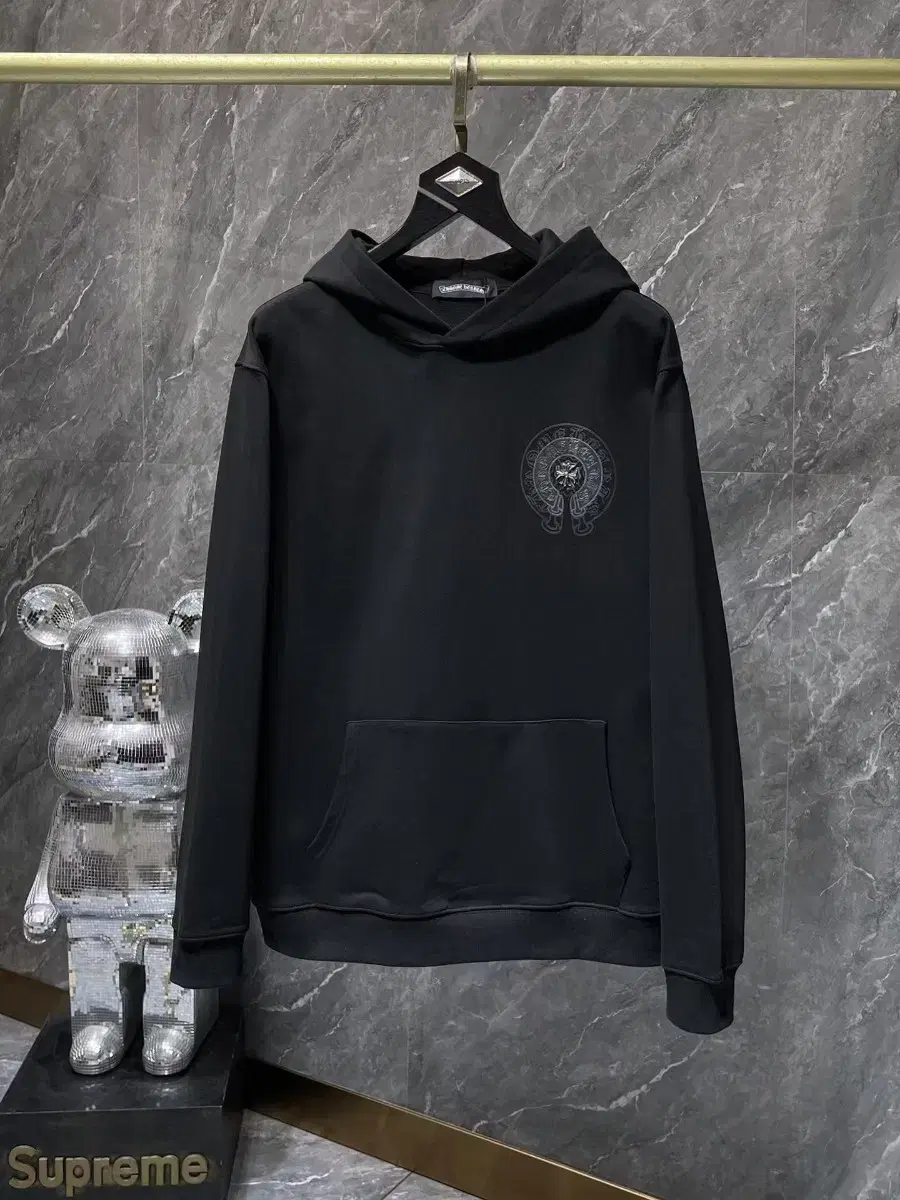 Chrome Hearts Black Hooded Print Top