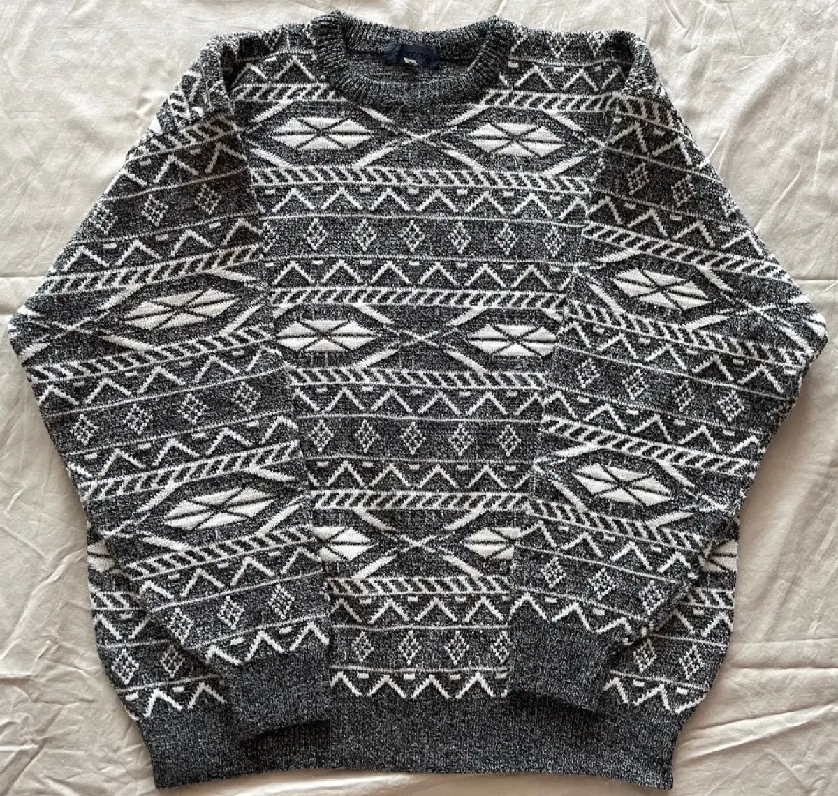 Wool Japanese Vintage Knitted Gray Pattern Amekaji Sweater Overfit Winter Y2K