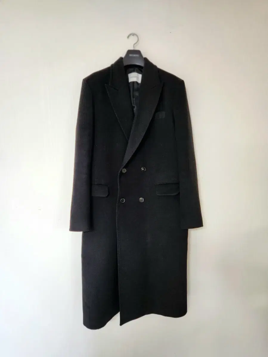 Decolletage Cashmere Stitched Men's Long Coat 2XL