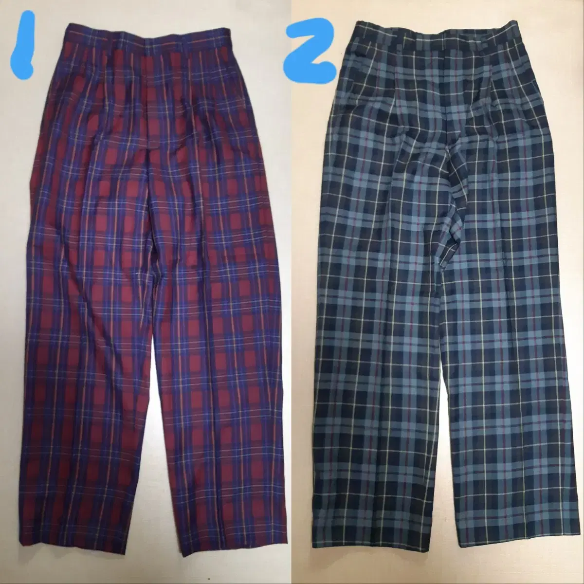 Retro plaid woolen pants