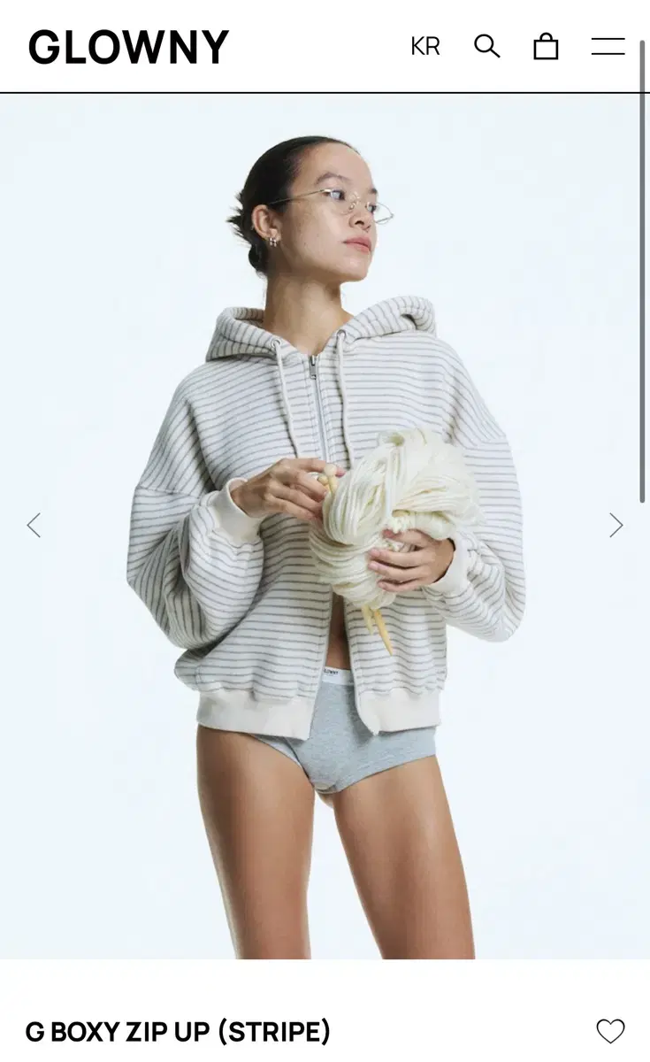 글로니 박시 집업 스트라이프 boxy zip up (stripe) S