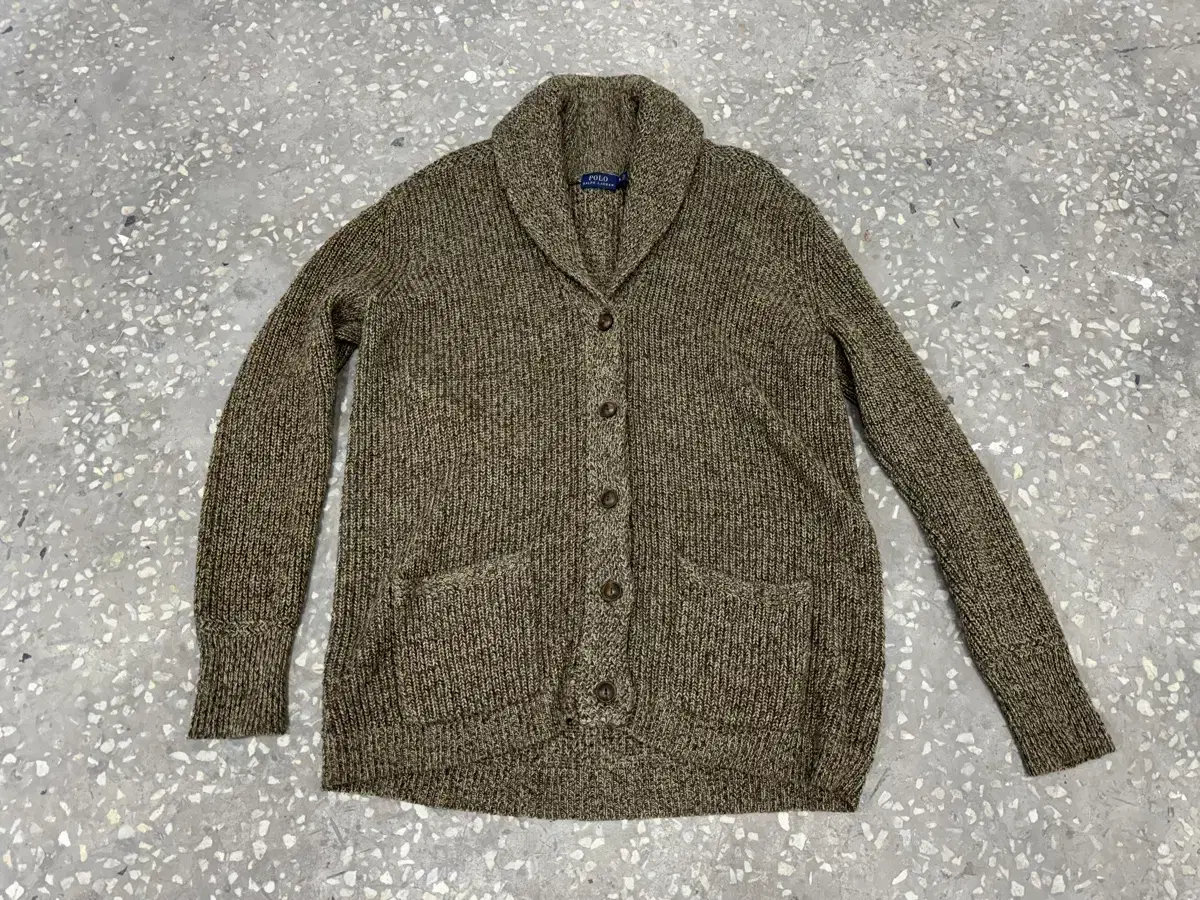 [L] Polo Ralph Lauren Linen-blend shawl kara cardigan