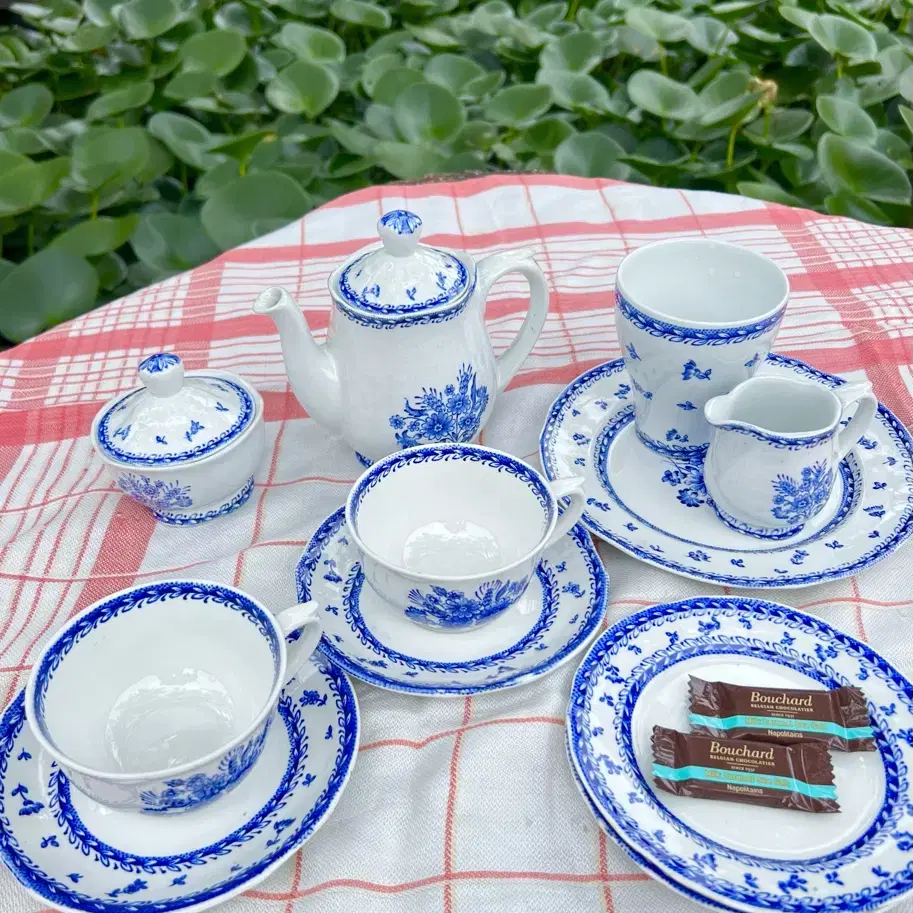 50s 아라비아핀란드 Finn flower blue tea set