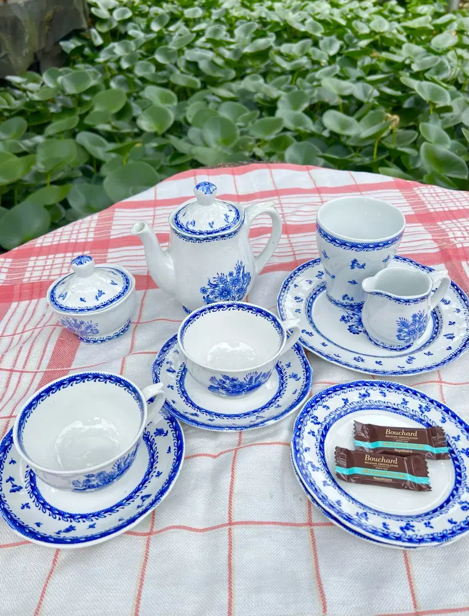 50s 아라비아핀란드 Finn flower blue tea set