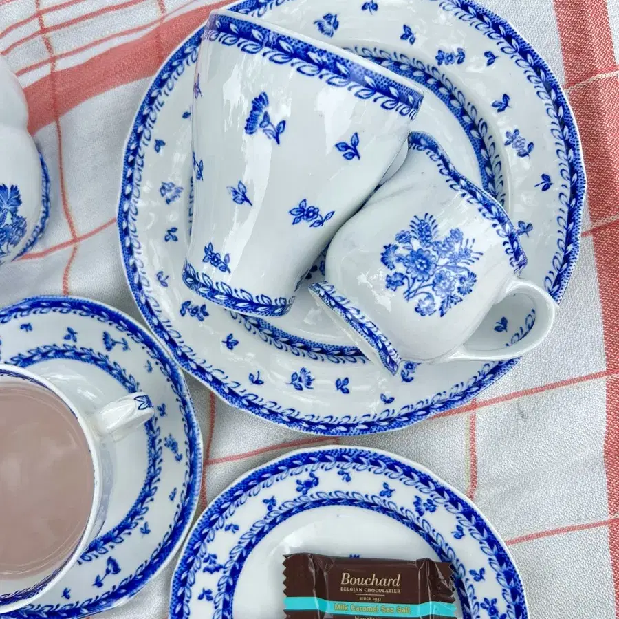 50s 아라비아핀란드 Finn flower blue tea set