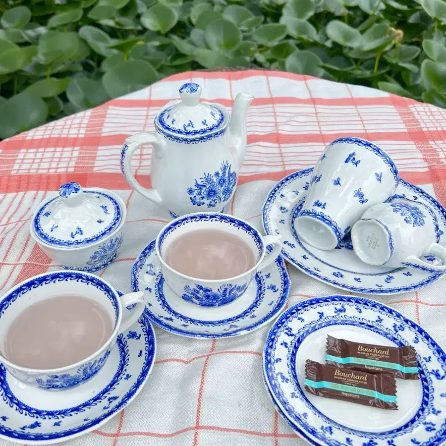 50s 아라비아핀란드 Finn flower blue tea set