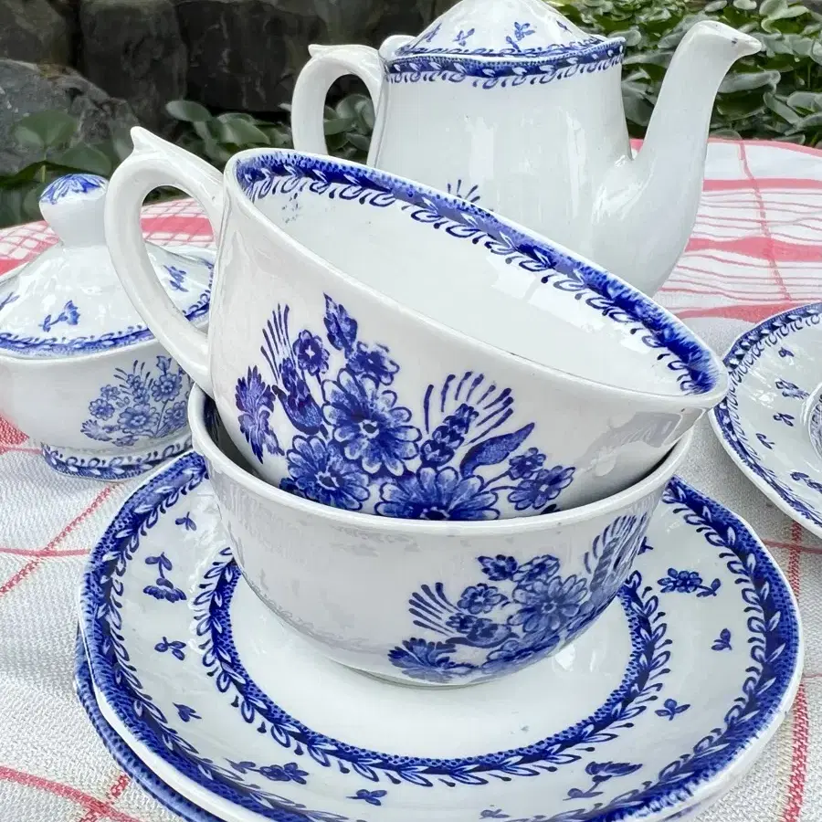 50s 아라비아핀란드 Finn flower blue tea set