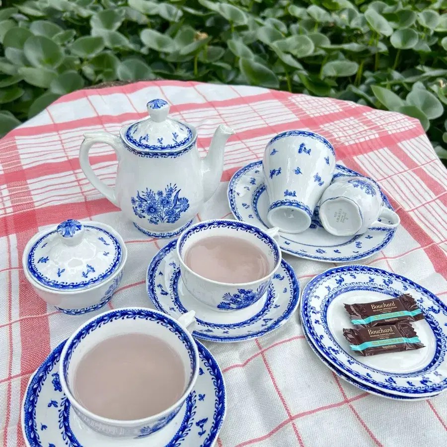 50s 아라비아핀란드 Finn flower blue tea set