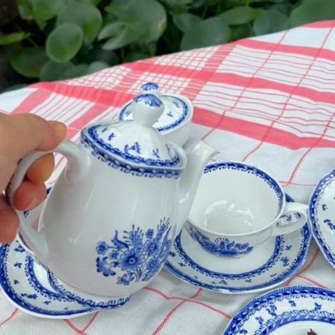 50s 아라비아핀란드 Finn flower blue tea set