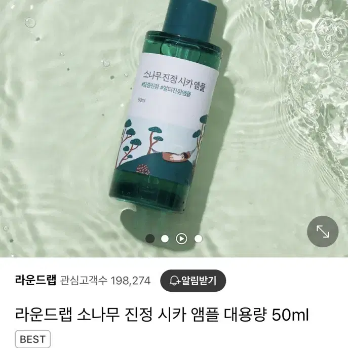 라운드랩 소나무 진정 시카 앰플 50ml