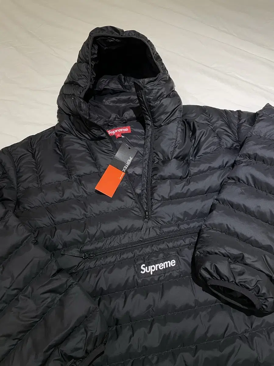 [NEW] L Supreme 24FW Micro Down Half Zip Hooded Pullover Black