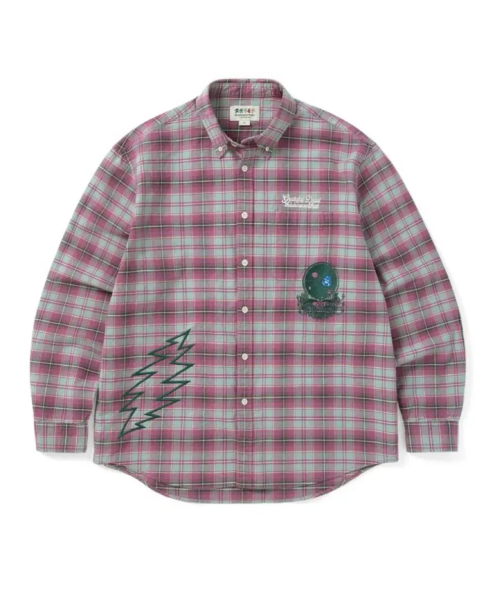 Dinedat GD Lightning Bear Plaid Shirt Plum