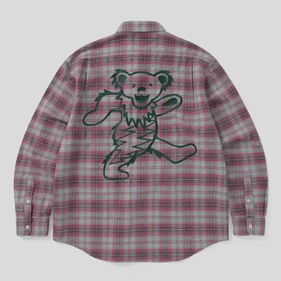 디네댓 GD Lightning Bear Plaid Shirt Plum