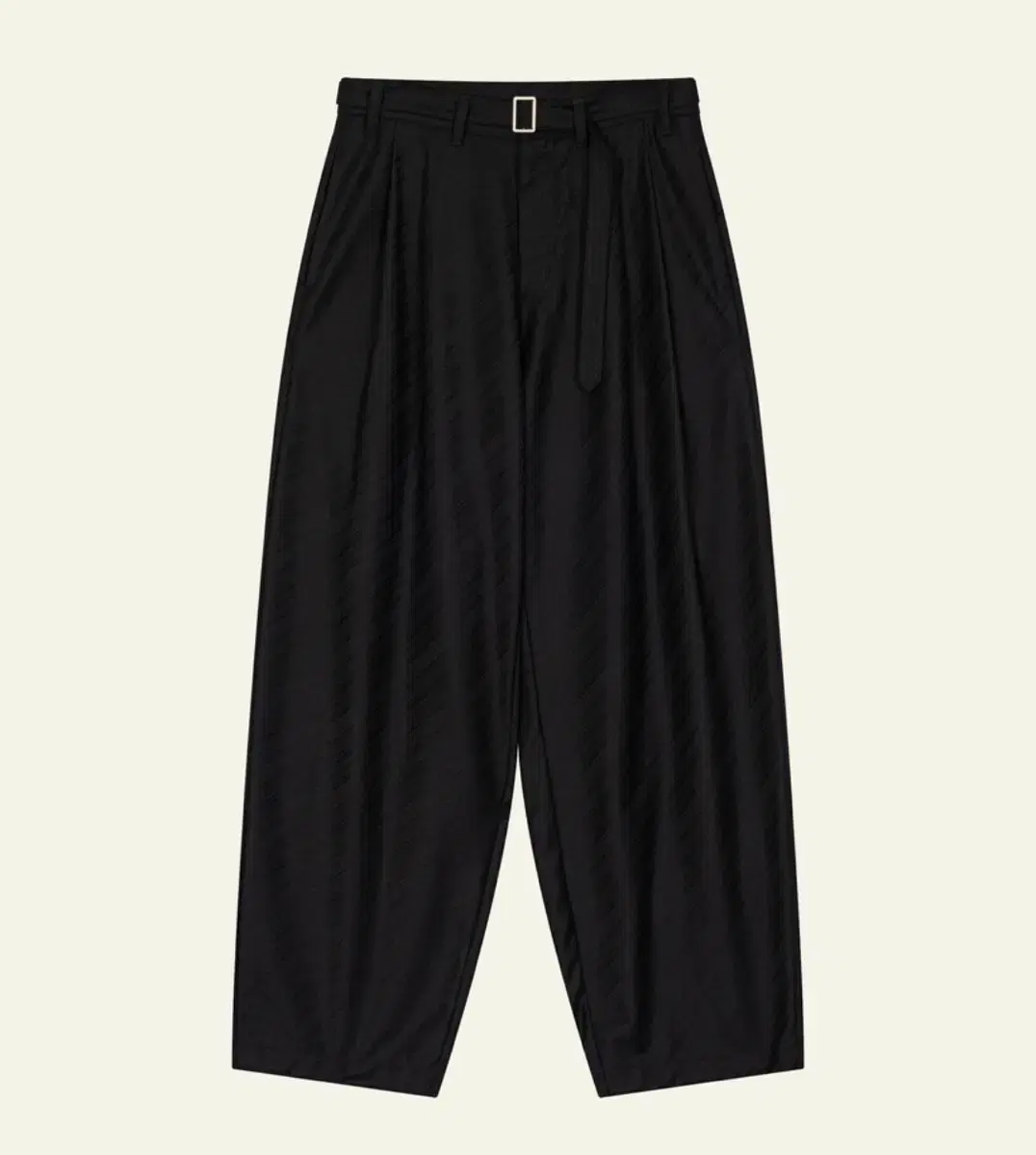 Waviness Belted Two Tuck Trousers - Black 2