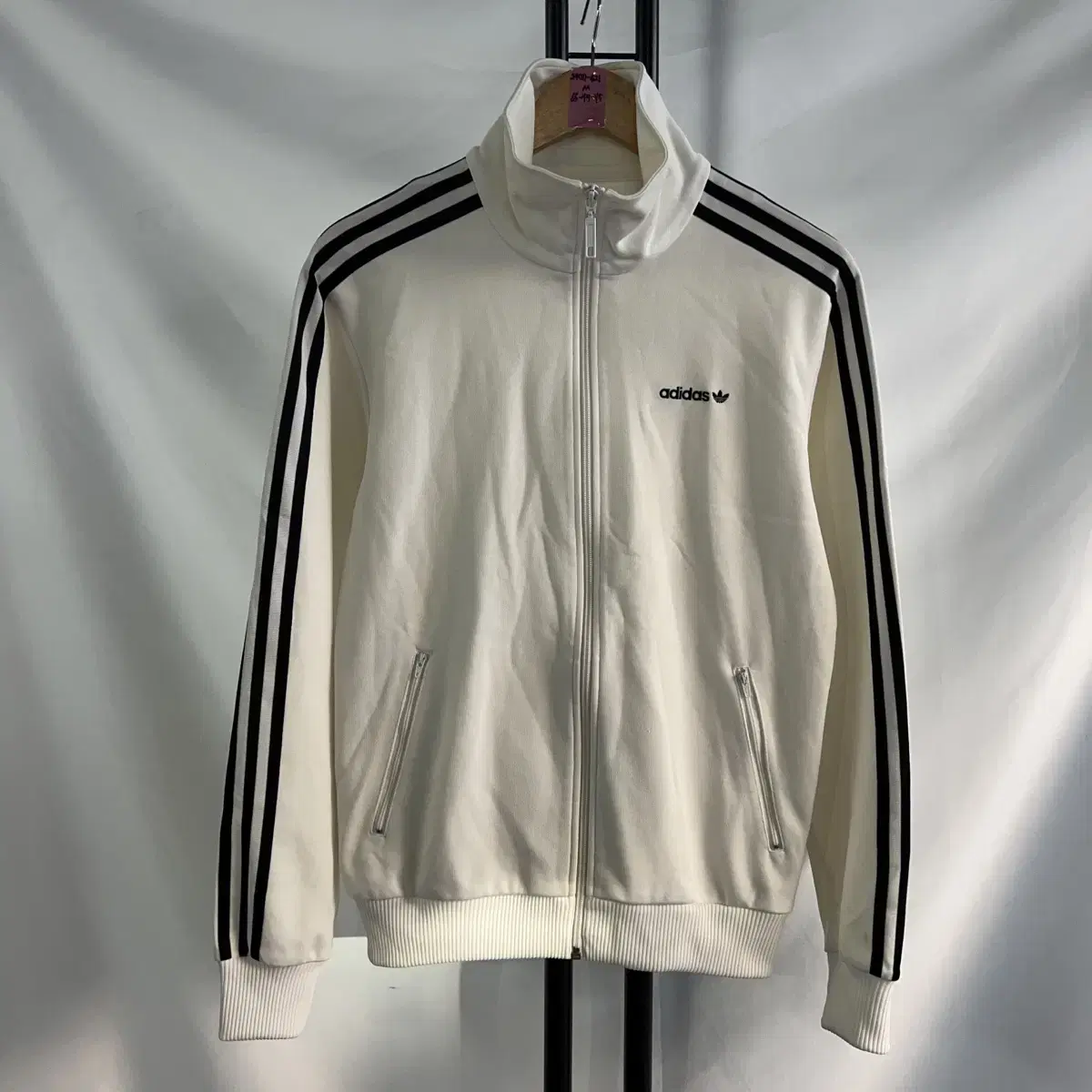 [Genuine/M] Adidas Beckenbauer White Three Stripe Track Top/Jersey