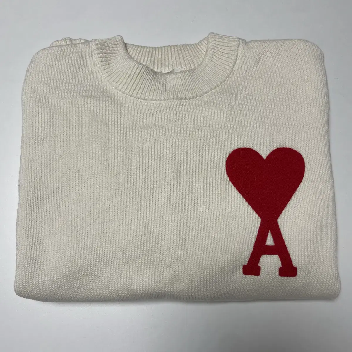 AMI Army Big Logo White Knit in Cotton