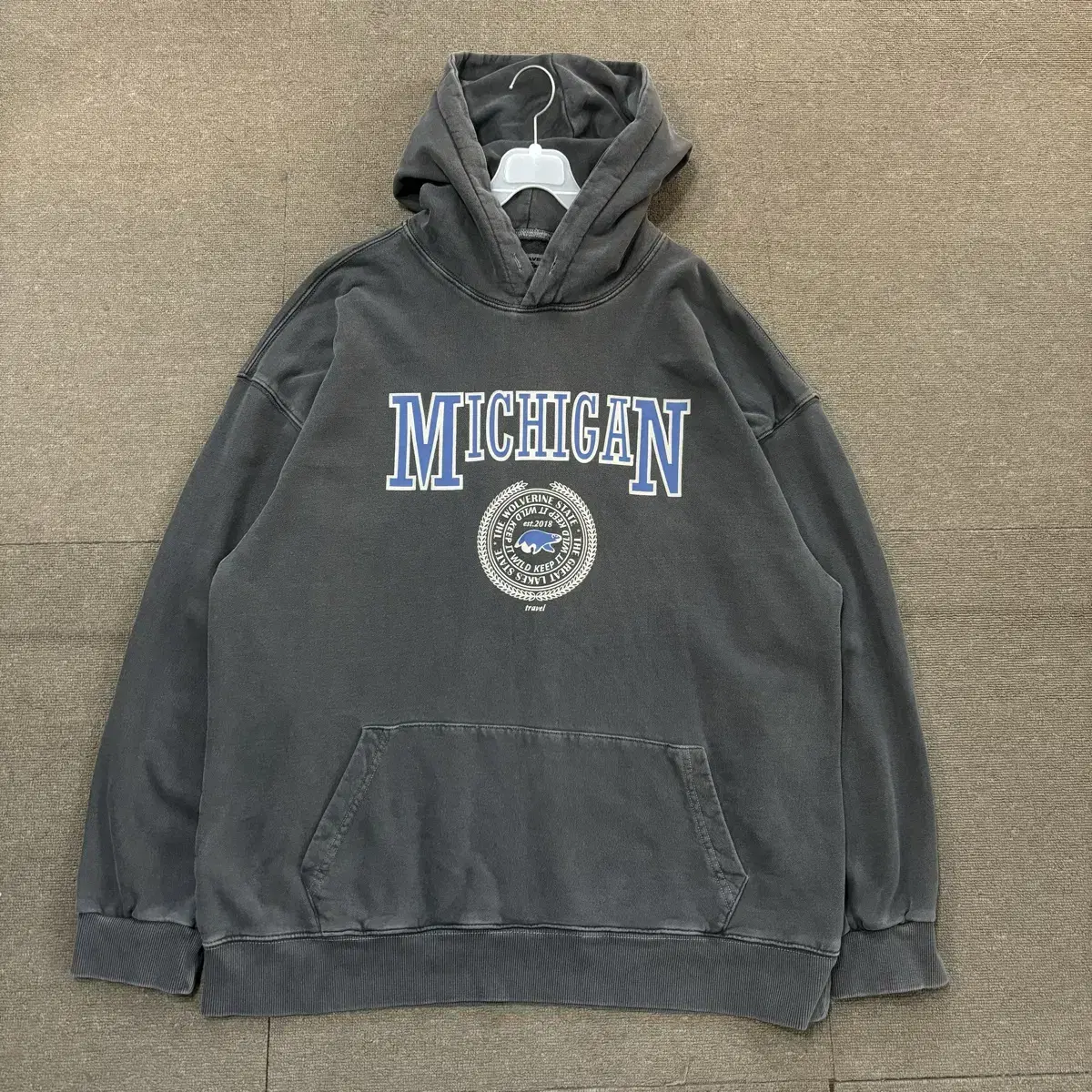 Wan Wan Shop Vintage Michigan Printed Pigment Dyed Hoodie XL