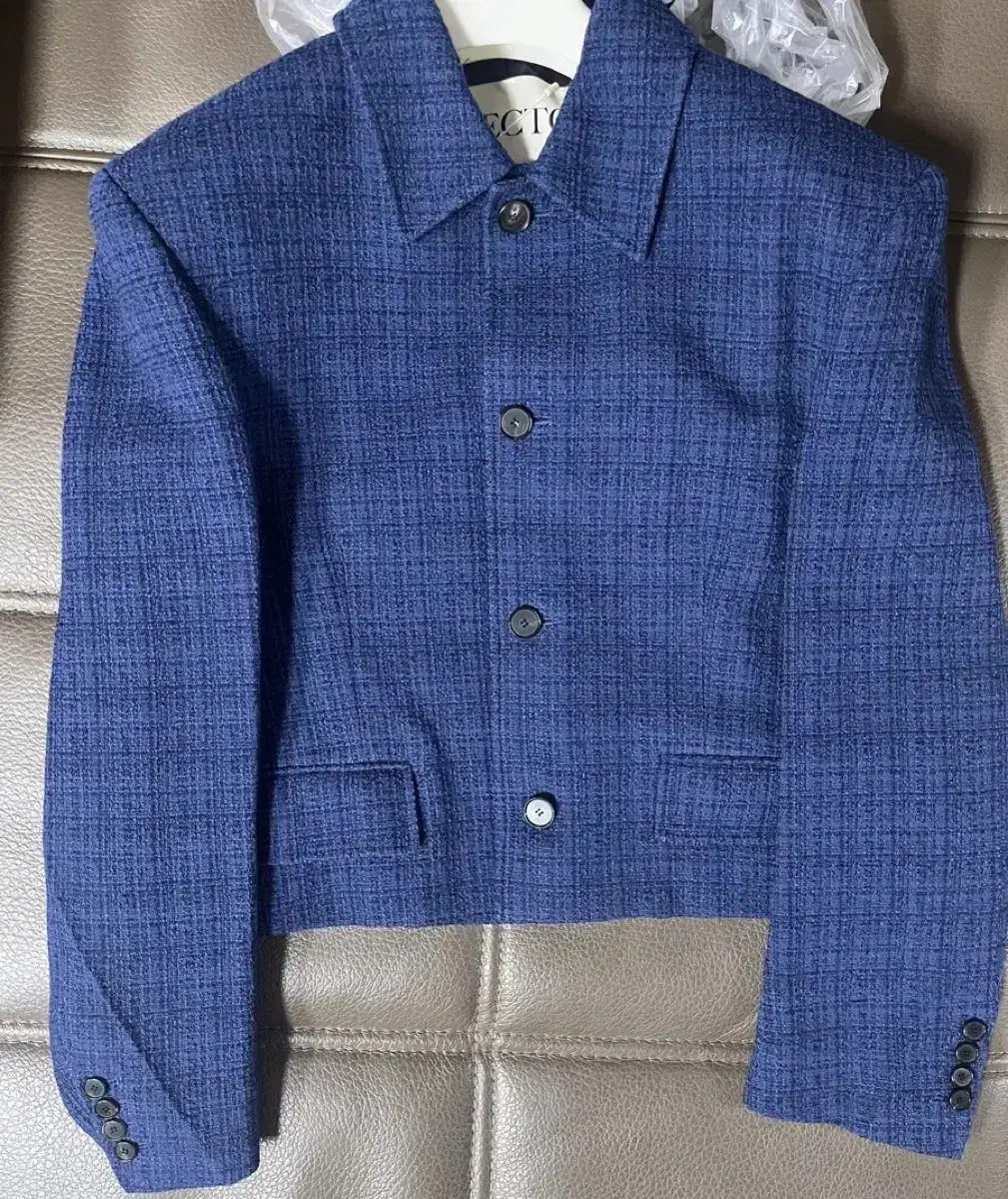 [M] Recto Ikaro Tweed Short Jacket Navy