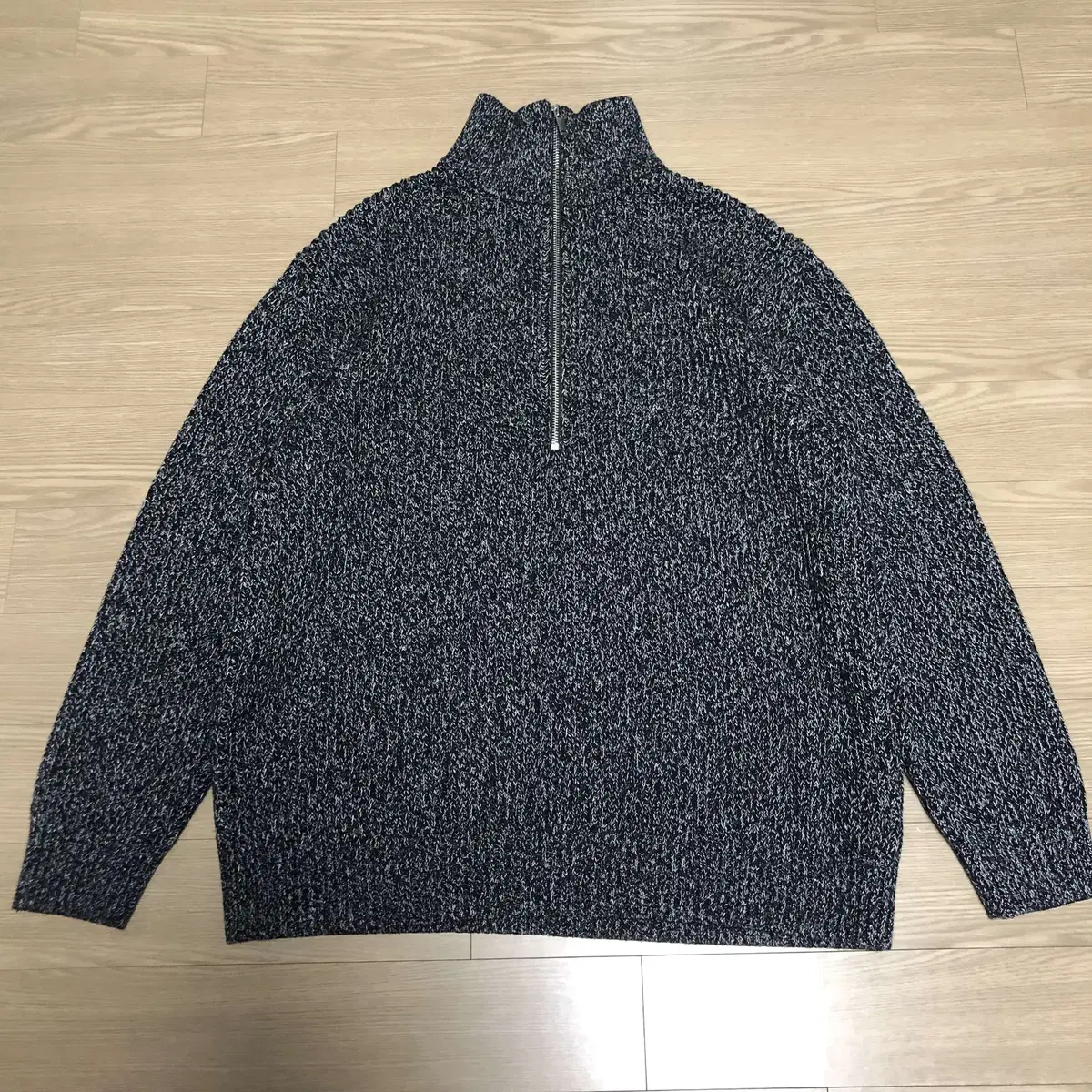 Relaxed fit M) course COS wool cotton half zip up knit charcoal black course knit