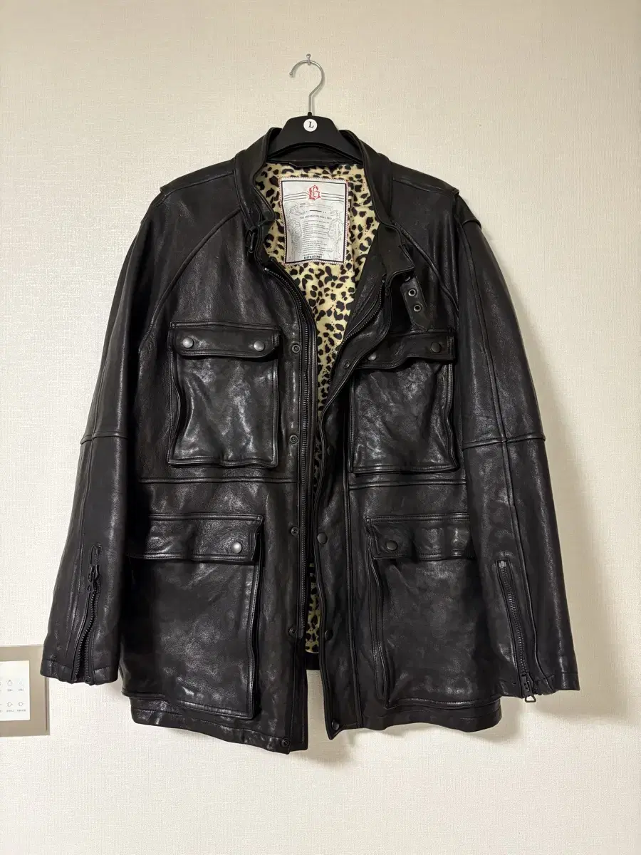 L) blackout Blackout BikerLeather jacket Leather jacket