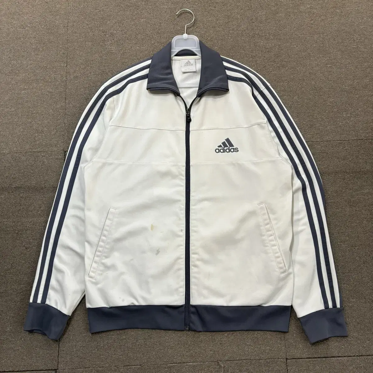 Wanwen Shop Adidas Logo Three Stripe Track Top Jersey White Grey 100