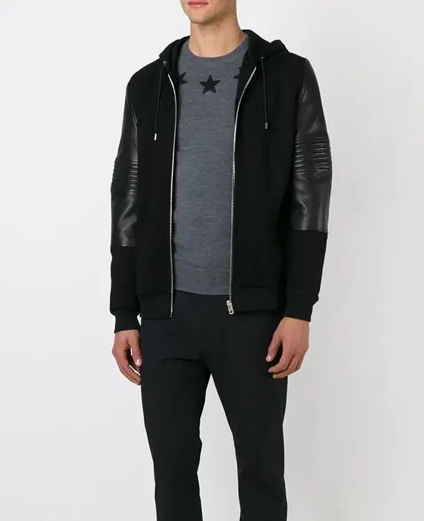 Givenchy Lambskin and neoprene hooded jacket