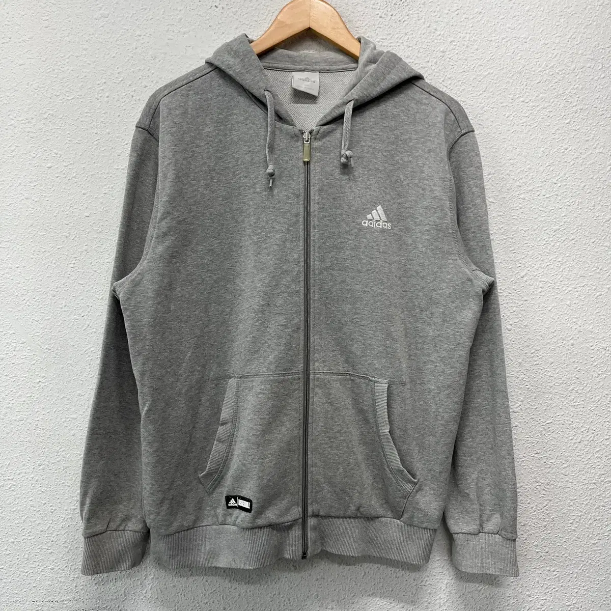 [100] Adidas Old SchoolVintage Basketball Back Logo Hoodie Zip Up Gray 0758