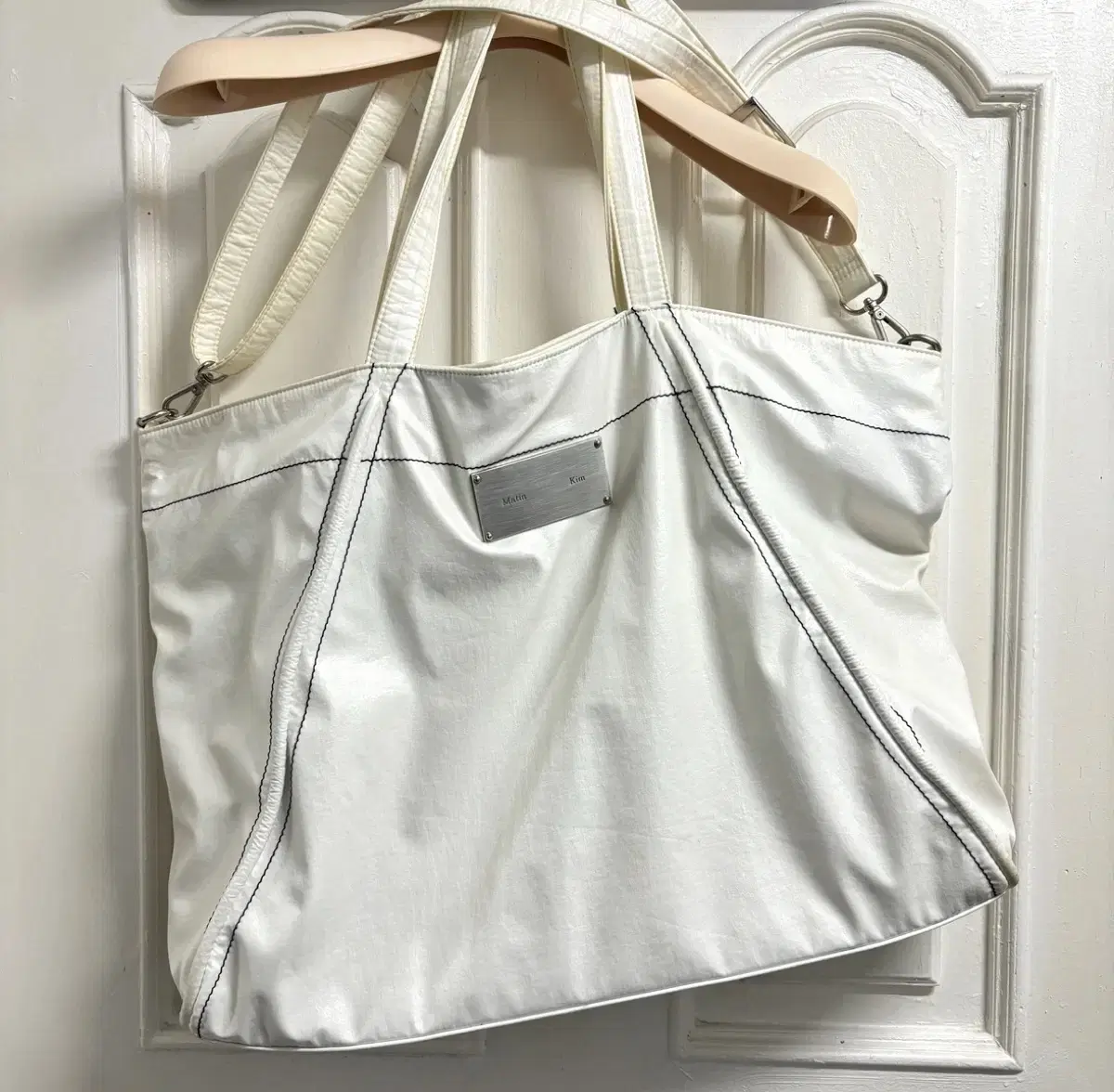 마뗑킴 빅 코팅 토트백 화이트 Matin Kim Tote Bag