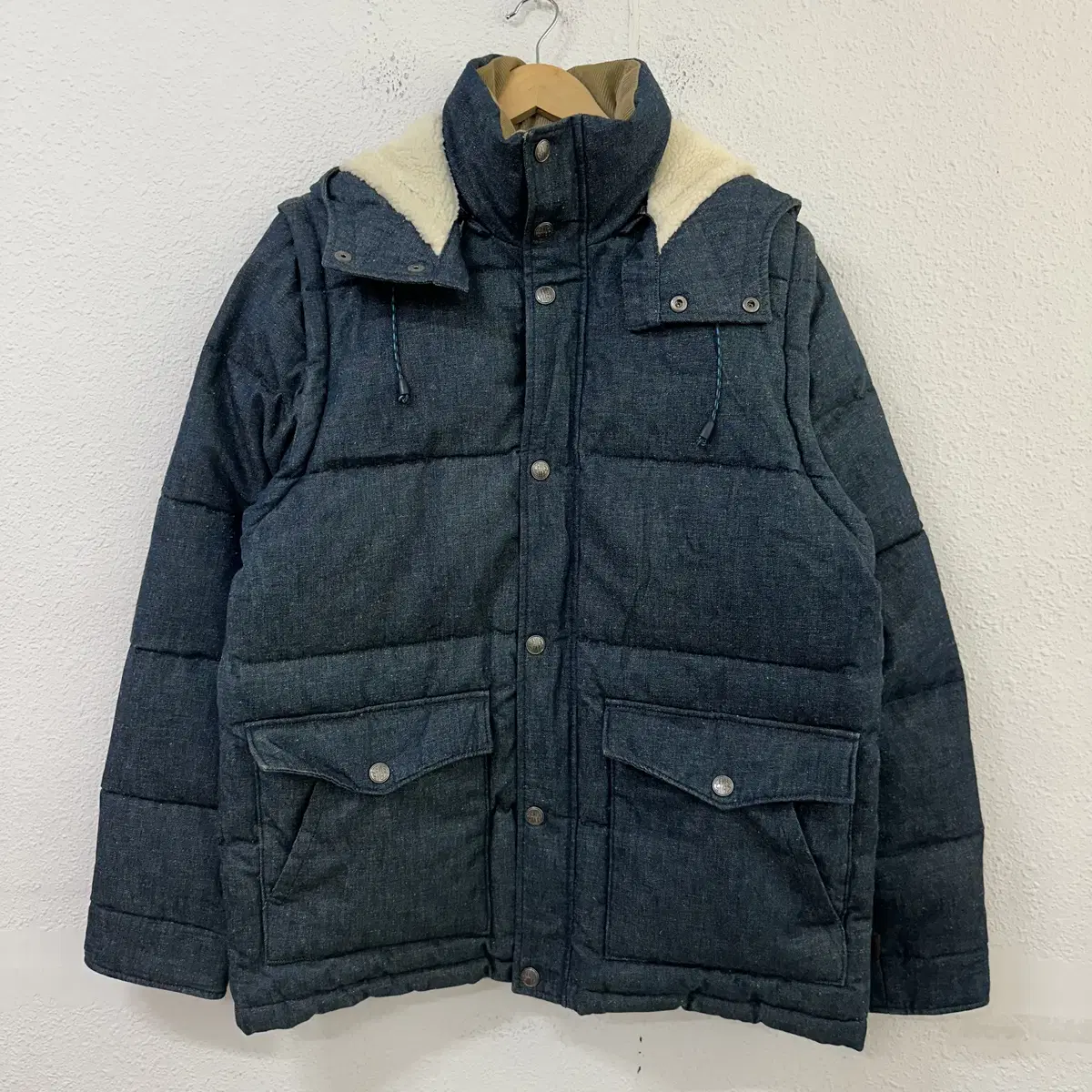 [L] Levi's Men's Duck Down Denim Puffer Jacket (vest detached) 0670