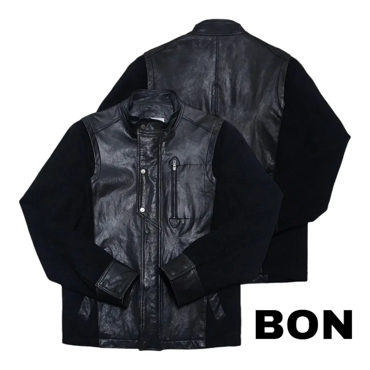 (L) BON Leather Jacket Sheepskin Jacket Rider Jacket Bon Jacket Lambskin Jacket